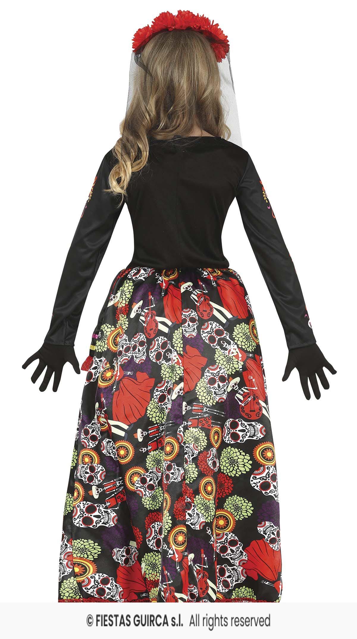 Day of the Dead / Mexican Catrina Meisjeskostuum maat 10-12 jaar / 140-152 cm - Afbeelding 2